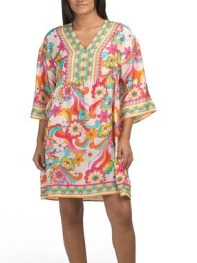 JOHNNY WAS
Silk Blend Barbara Mini 👗 dress
Color multi 
Size Large